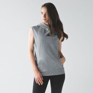 Lululemon Blissed Out Sleeveless Hoodie Heathered Medium Grey Size 4 NWOT